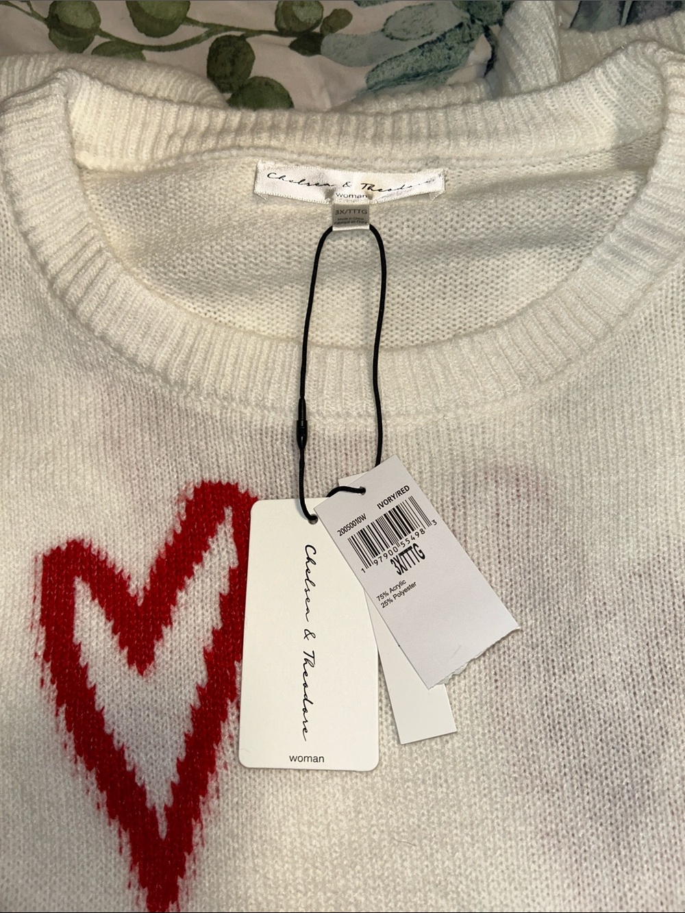 Chelsea & Theodore Long Sleeve Crew Neck Sweater With Hearts. - Picture 11 of 14